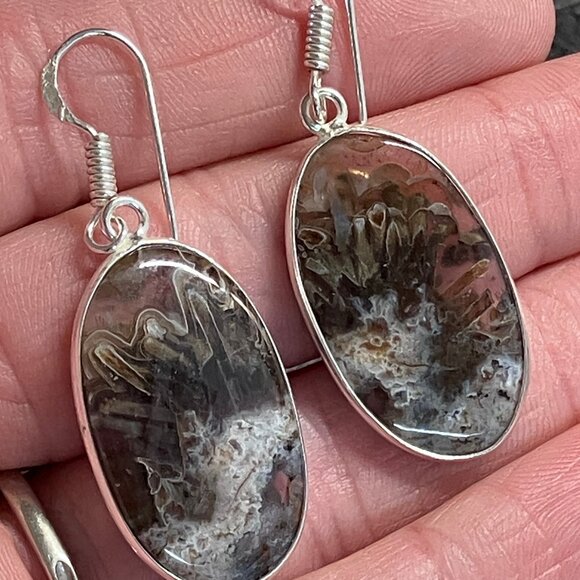 Natural Stick Agate Earrings Stone Crystal Jewelry - Picture 4 of 7